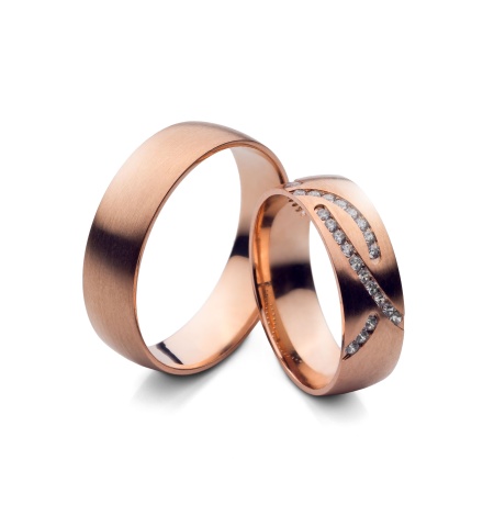 Evangeline - snubní prsteny z růžového zlata