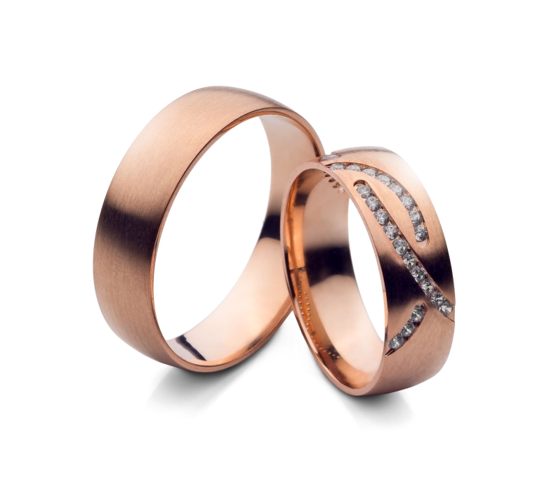 Evangeline - snubní prsteny z růžového zlata